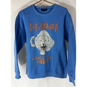 Def Leppard Hysteria World Tour 1987 Blue Sweatshirt Size Large Vinyl Icons